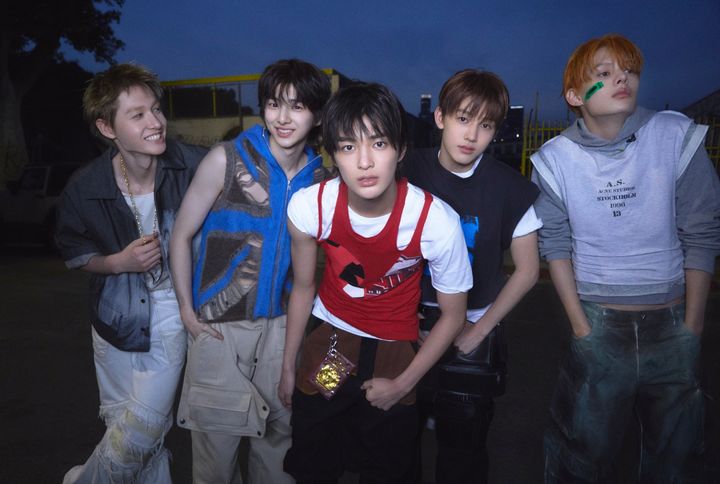 Cortis members pose in a photo session. (