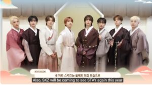 Stray Kids in Hanbok send Lunar New Year greetings to worldwide fans.