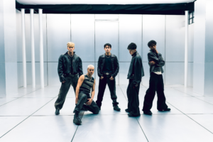 K-pop Latin America boy group Santos Bravos poses for a photo.