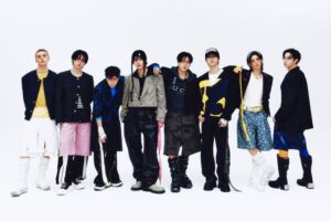 Stray Kids pose for a photo.