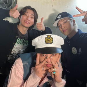 BigBang members pose for a photo.