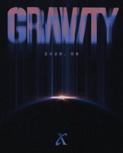 Poster with bold gradient “GRAVITY” text over a cosmic horizon, dated June 2026.