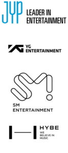 The logos of Korea's major 4 entertainment agencies