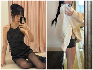 Jimin exudes bold elegance in a black sequined mini dress, marking her stylish comeback and new chapter after past controversy.