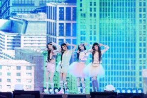 ILLIT members perform on a stage at Children's Grand Park in Seoul to celebrate Children's Day on May 5.