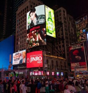 BTS V featured in JINRO soju campaign billboard in New York
